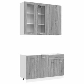 vidaXL Unidad De Cocina Lyon 4 Uds. Sonoma Gris Madera De Ingenier&iacute;a Vidaxl