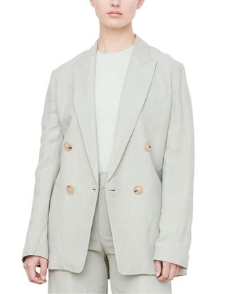Vince Double-Breasted Linen-Blend Boyfriend Blazer