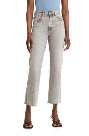 AG - Adriano Goldschmied Kinsley Raw Hem High Waist Ankle Flare Jeans in Shaded Moonwash at Nordstrom, Size 29