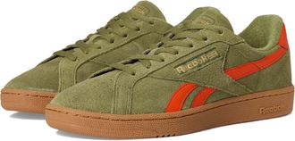 Reebok Unisex Adult Club C Grounds Sneakers, Deepolive/Pump Orange/Gum, 5.5 Women/4 Men