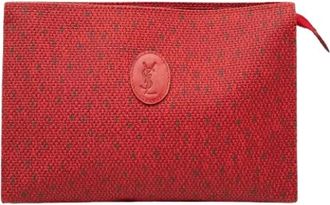 Saint Laurent Pre-owned Clutches, female, Red, Size: ONE SIZE Pre-owned Canvas Clutch