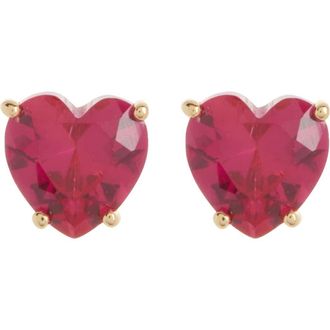 Nadri 18K Gold Plated Cubic Zirconia Heart Stud Earrings in Gold/Pink at Nordstrom Rack