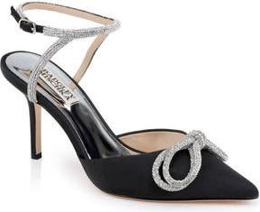 Badgley Mischka Jasmine Pointed Toe Pump in Black Crepe at Nordstrom Rack, Size 5.5