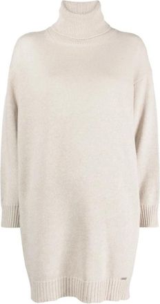 Kiton Elegant Beige Kasjmier Gebreide Jurk - Dames - Kleedjes - Beige - L - Kasjmier - Kleedjes