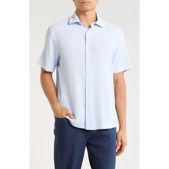 Robert Barakett Homer Short Sleeve Button-Up Shirt in Powder Blue at Nordstrom Rack, Size Xx-Large