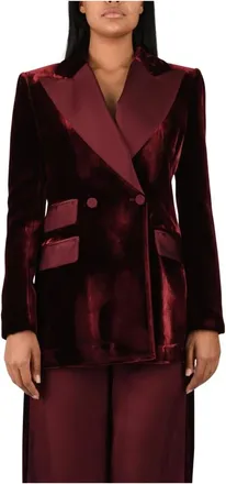 Simona Corsellini Blazer doppiopetto in velluto con revers a lancia - - Jackets - Donna - Rosso - L