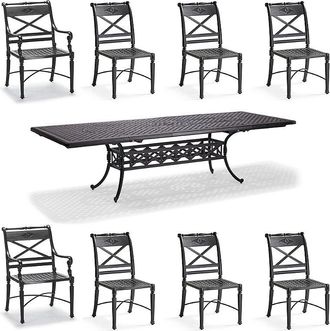 Frontgate Carlisle 9-pc. Extendable Dining Set with Side Chairs in Onyx Aluminum - Frontgate