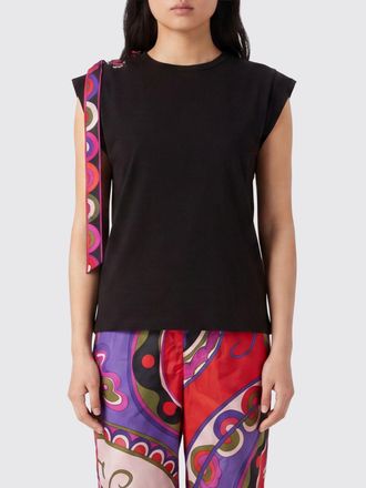 Pucci T-shirt slim fit in misto viscosa con fettucce intrecciate decorative
