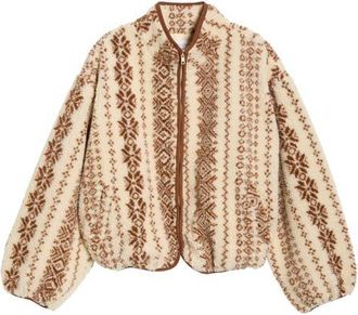 All in Favor High Pile Fleece Jacket in Ivory/Butter Brown at Nordstrom, Size X-Large