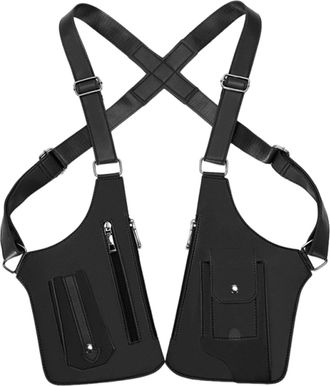 Generic Men PU Leather Multi-Purpose Crossbody Bag Vest Chest Bag (Black)