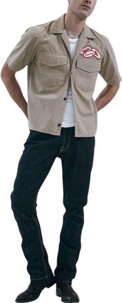 BTFL-life Short Sleeve Mechanic Shirt In Tan
