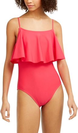 Tommy Hilfiger Womens Flutter One Piece Swimsuit In Magenta