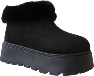 Generic LADIES FUR BOOTS FAUX SUEDE FUR LINED COLLAR SNUG WOMENS WINTER ANKLE BOOT SHOES SIZE BLACK UK 8