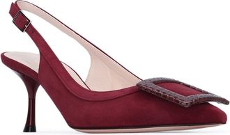 Roger Vivier Womens City Slingback Heel Burgundy Suede