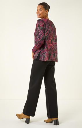 Roman Paisley Print Snit Top