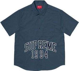 SUPREME Arc Logo S/S Work Shirt Teal White SUP-SS20-148