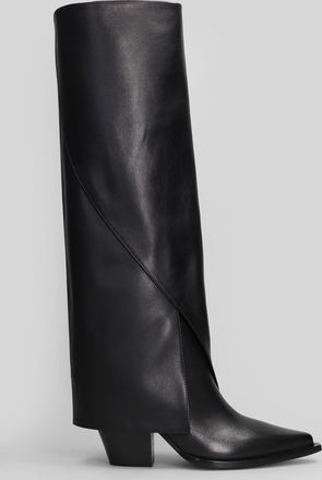 Elena Iachi Texan Boots In Black Leather