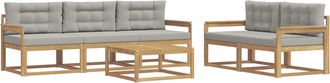 vidaXL Conjunto De Sof&aacute;s De Exterior 6 Uds. Blanco Y Gris Claro Vidaxl