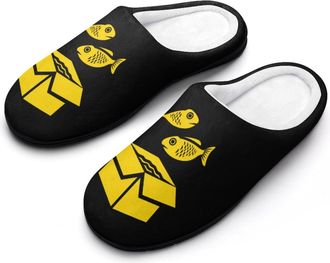 Generic Fish Cardboard Box Funny Mens Cotton Slippers Soft Non-Slip Rubber Sole House Slipper Indoor Outdoor