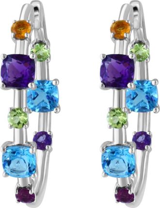 Effy Sterling Silver Semiprecious Stone Inside Out Hoop Earrings in Silver Multi at Nordstrom Rack