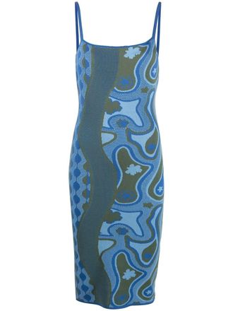 Ahluwalia Studio Abito con stampa grafica - Blu