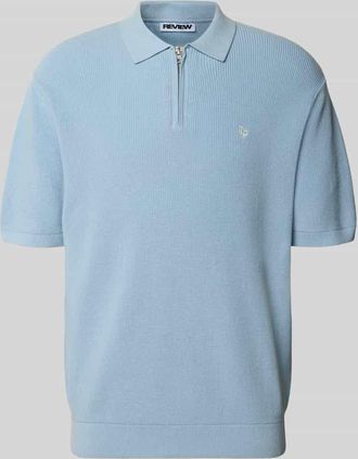 Review Boxy Fit Poloshirt mit Logo-Stitching in Hellblau, Gr&ouml;&szlig;e XXL
