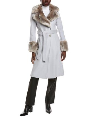 Via Spiga Belted Wool-Blend Coat