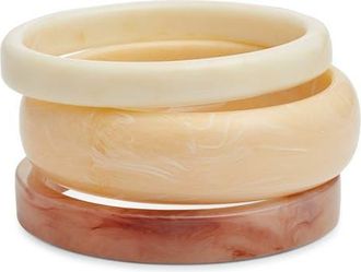 Nordstrom Set of 3 Resin Bangles in Ivory- Tan at Nordstrom