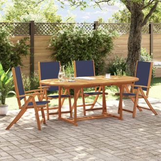vidaXL Juego Comedor De Jard&iacute;n 5 Pzas Madera Maciza Acacia Y Textileno Vidaxl
