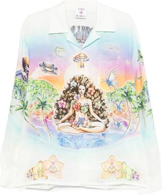 Casablanca Cuban-collar Print Shirt