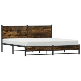 Berkfield Home Metal Bed Frame without Mattress Smoked Oak 180x200 cm Super King in Brown