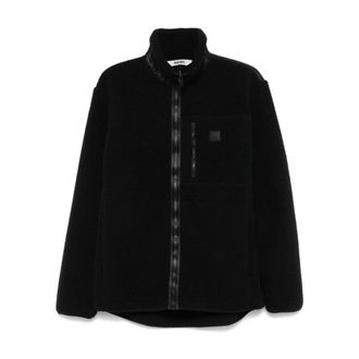 Rains Light Jackets, male, Black, Size: M Black Polar Texture Zippered Jacket