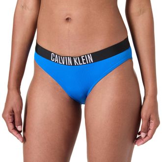 Calvin Klein Womens Bikini Bottoms with Logo Waistband, Blue (Patch of Blue), S
