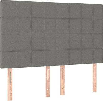 vidaXL Cabecero Con Luces Led Tela Gris Oscuro 144x5x118/128 Cm Vidaxl