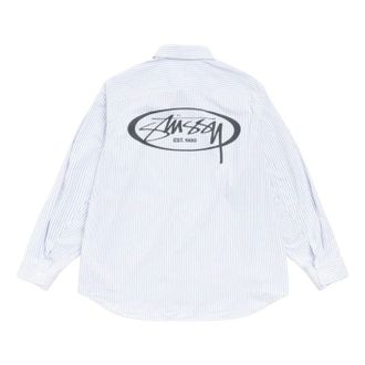 St&uuml;ssy Standard Logo Shirt Blue Stripe 1110387-BLUE