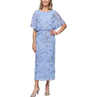 S.L. Fashions Sequin Blouson Bodice Gown in Blue at Nordstrom, Size 14P