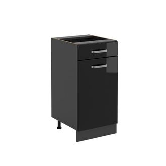 Vicco Mueble Bajo De Cocina R-line, Negro Brillo Intenso, 40 Cm Sin Encimera