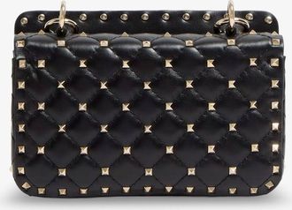 Valentino Garavani Womens Shoulder Bag Rockstud Spike Black Leather