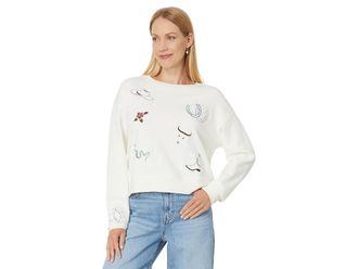 Pendleton Graphic French Terry Pullover Womens Sweater Ivory 1 : 2XL, Cotton