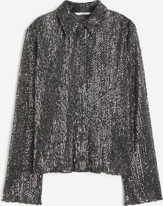 H&M Bluse mit Pailletten - Dunkelgrau