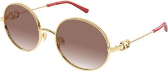 Valentino Sunglasses, female, Yellow, Size: 56 MM VLogo Signature Round Sunglasses