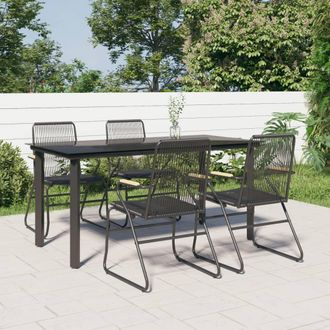 vidaXL Juego De Comedor De Jard&iacute;n 5 Piezas Rat&aacute;n Pvc Negro Vidaxl