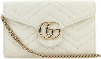 Gucci White Leather Gg Marmont Wallet