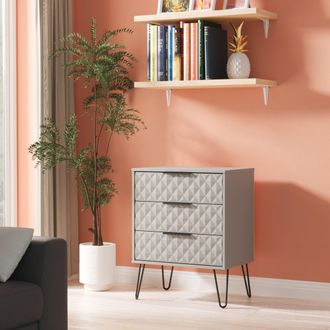 Lewis's Harlequin 3 Drawer Chest in Dusk Grey - Ready Assembled - Lewiss Home | TJ Hughes