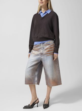 Acne Studios Womens Shimmering denim Bermuda short