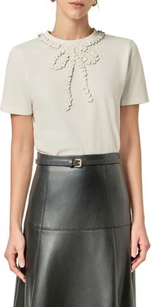 English Factory Embellished Floral Bow Top in White at Nordstrom, Size X-Small