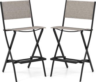 Costway Costway - 2 Sillas Altas Plegable Jardin, Sillas Jardin Exterior Textilene Con Reposapi&eacute;s, Sillas Terraza Exterior, 46 X 57 X 102 Cm, Carga 150kg