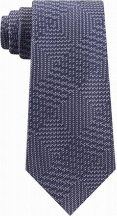 Michael Kors Mens Textured Geometric Patchwork Tie Gray Size Regular