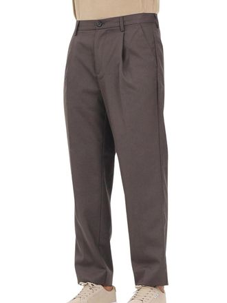 Selected Brown Straight-Leg Wool-Blend Pants