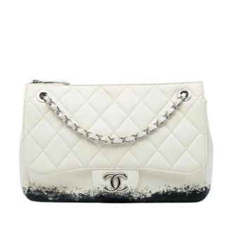 Chanel Pre-owned Quilted Lambskin Shoulder Bag - Dames - Pre-owned - Wit - Maat: ONE Size Leer